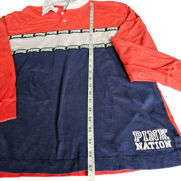 PINK Women's RED WHITE BLUE Patriotic 4th of July Top Polo Long Sleeved size L - Picture 9 of 11